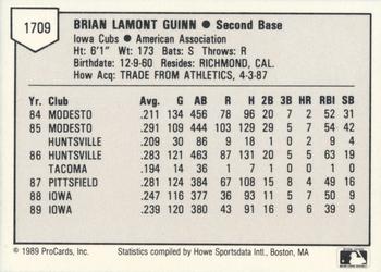 1989 ProCards Triple A #1709 Brian Guinn Back