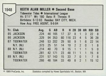 1989 ProCards Triple A #1948 Keith Miller Back