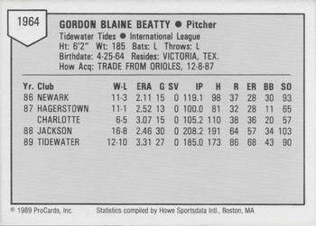 1989 ProCards Triple A #1964 Blaine Beatty Back