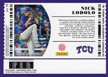 2019 Panini Contenders Draft Picks Collegiate - Draft Ticket Autographs #13 Nick Lodolo Back