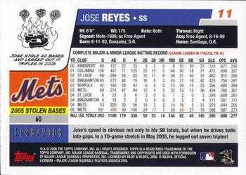 2006 Topps Opening Day - Red Foil #11 Jose Reyes Back