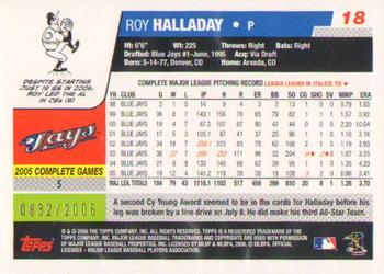 2006 Topps Opening Day - Red Foil #18 Roy Halladay Back