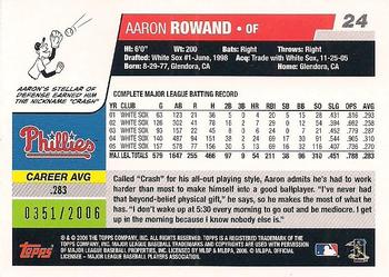 2006 Topps Opening Day - Red Foil #24 Aaron Rowand Back