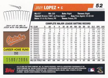 2006 Topps Opening Day - Red Foil #52 Javy Lopez Back