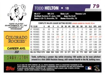 2006 Topps Opening Day - Red Foil #79 Todd Helton Back