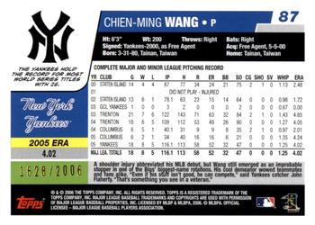 2006 Topps Opening Day - Red Foil #87 Chien-Ming Wang Back