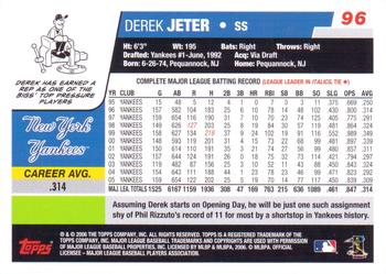 2006 Topps Opening Day - Red Foil #96 Derek Jeter Back