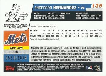2006 Topps Opening Day - Red Foil #135 Anderson Hernandez Back