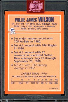 2019 Topps Archives Signature Series Retired Player Edition - Wille Wilson #42 Willie Wilson Back