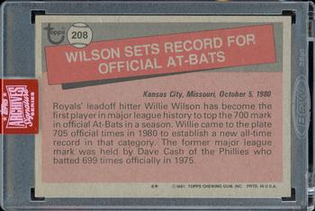 2019 Topps Archives Signature Series Retired Player Edition - Wille Wilson #208 Willie Wilson Back