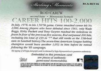 2006 Topps Sterling - Moments Relics Autographs #RCAHIT16 Rod Carew 1600 Back