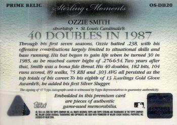 2006 Topps Sterling - Moments Relics Autographs Prime #OS-DB20 Ozzie Smith 2B 20 Back