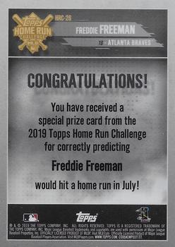 2019 Topps - Home Run Challenge Winners July #HRC-26 Freddie Freeman Back