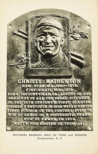 1944-45 Albertype Hall of Fame Plaque Postcards (Type 1) #NNO Christy Mathewson Front