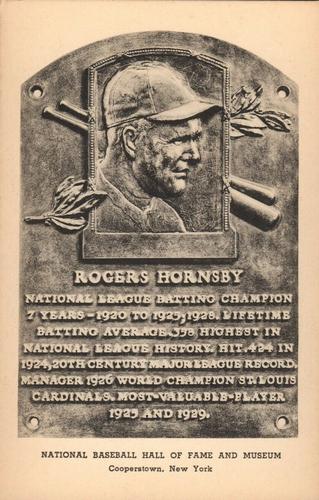 1946-52 Albertype Hall of Fame Plaque Postcards (Type 2) #NNO Rogers Hornsby Front