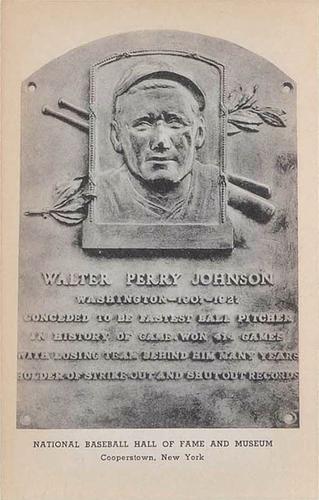 1946-52 Albertype Hall of Fame Plaque Postcards (Type 2) #NNO Walter Johnson Front