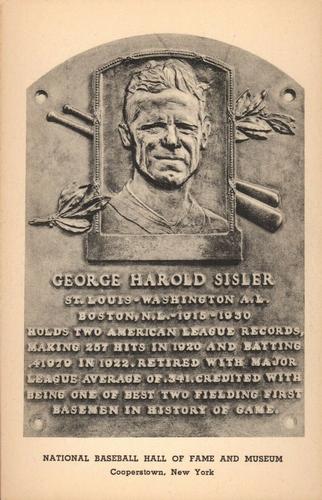 1946-52 Albertype Hall of Fame Plaque Postcards (Type 2) #NNO George Sisler Front