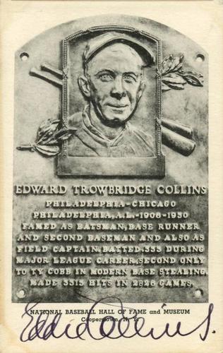 1953-55 Artvue Hall of Fame Plaque Postcards (Type 1) #NNO Eddie Collins Front