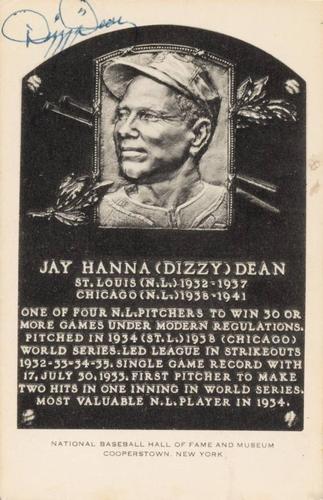 1953-55 Artvue Hall of Fame Plaque Postcards (Type 1) #NNO Dizzy Dean Front