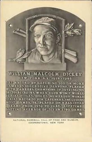 1953-55 Artvue Hall of Fame Plaque Postcards (Type 1) #NNO Bill Dickey Front