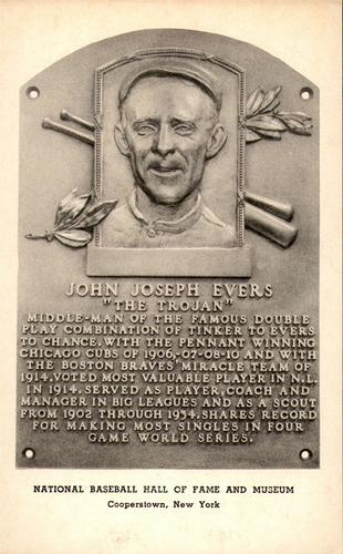 1953-55 Artvue Hall of Fame Plaque Postcards (Type 1) #NNO Johnny Evers Front