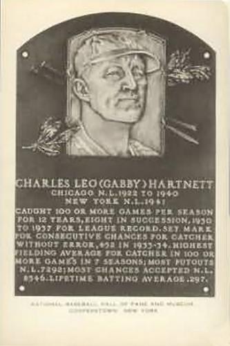 1953-55 Artvue Hall of Fame Plaque Postcards (Type 1) #NNO Gabby Hartnett Front