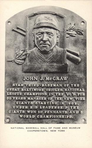 1953-55 Artvue Hall of Fame Plaque Postcards (Type 1) #NNO John McGraw Front