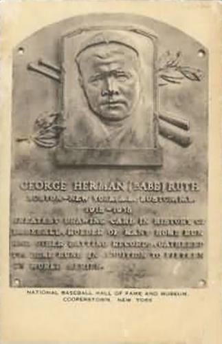 1953-55 Artvue Hall of Fame Plaque Postcards (Type 1) #NNO Babe Ruth Front
