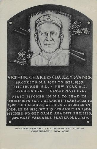 1953-55 Artvue Hall of Fame Plaque Postcards (Type 1) #NNO Dazzy Vance Front