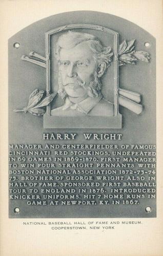 1953-55 Artvue Hall of Fame Plaque Postcards (Type 1) #NNO Harry Wright Front