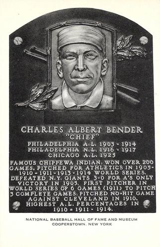 1956-63 Artvue Hall of Fame Plaque Postcards (Type 2) #NNO Chief Bender Front