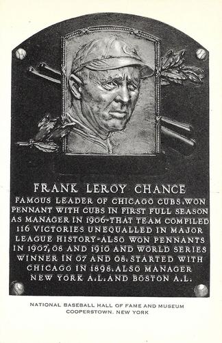 1956-63 Artvue Hall of Fame Plaque Postcards (Type 2) #NNO Frank Chance Front
