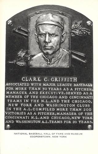 1956-63 Artvue Hall of Fame Plaque Postcards (Type 2) #NNO Clark Griffith Front