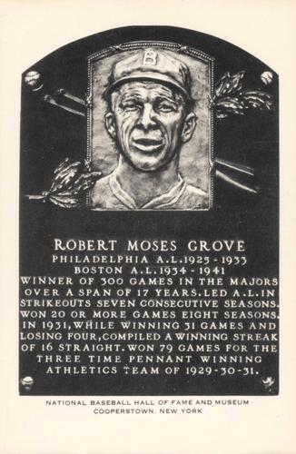 1956-63 Artvue Hall of Fame Plaque Postcards (Type 2) #NNO Lefty Grove Front