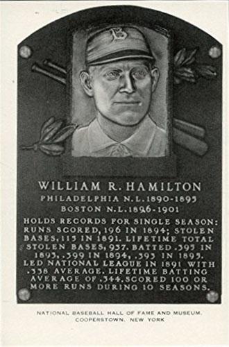 1956-63 Artvue Hall of Fame Plaque Postcards (Type 2) #NNO Billy Hamilton Front