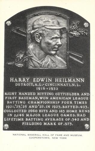 1956-63 Artvue Hall of Fame Plaque Postcards (Type 2) #NNO Harry Heilmann Front