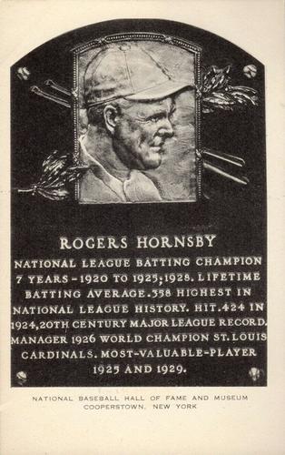 1956-63 Artvue Hall of Fame Plaque Postcards (Type 2) #NNO Rogers Hornsby Front