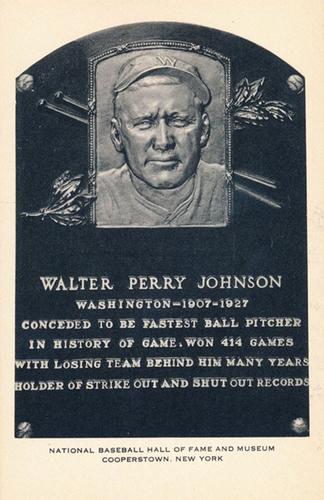 1956-63 Artvue Hall of Fame Plaque Postcards (Type 2) #NNO Walter Johnson Front