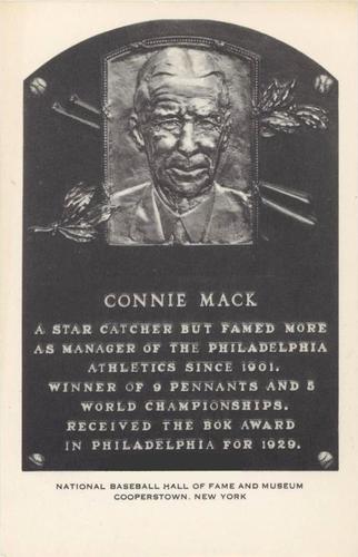 1956-63 Artvue Hall of Fame Plaque Postcards (Type 2) #NNO Connie Mack Front