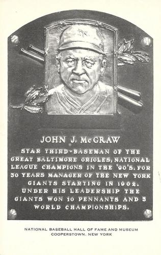 1956-63 Artvue Hall of Fame Plaque Postcards (Type 2) #NNO John McGraw Front