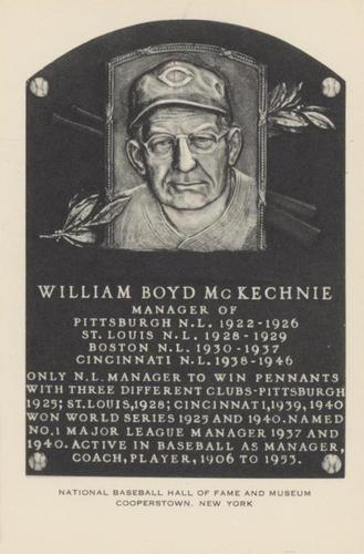 1956-63 Artvue Hall of Fame Plaque Postcards (Type 2) #NNO Bill McKechnie Front