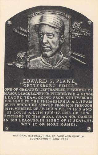 1956-63 Artvue Hall of Fame Plaque Postcards (Type 2) #NNO Eddie Plank Front