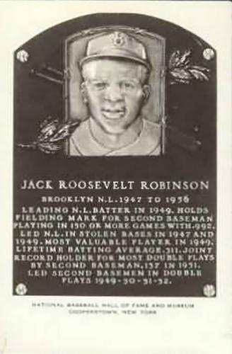1956-63 Artvue Hall of Fame Plaque Postcards (Type 2) #NNO Jackie Robinson Front