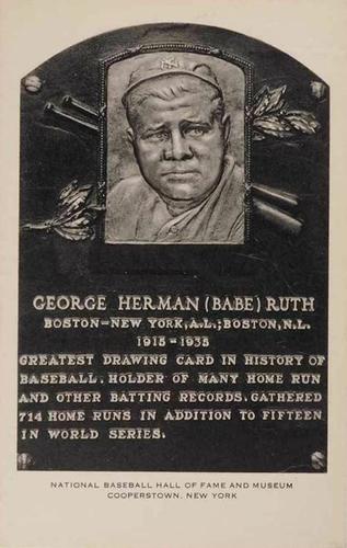 1956-63 Artvue Hall of Fame Plaque Postcards (Type 2) #NNO Babe Ruth Front