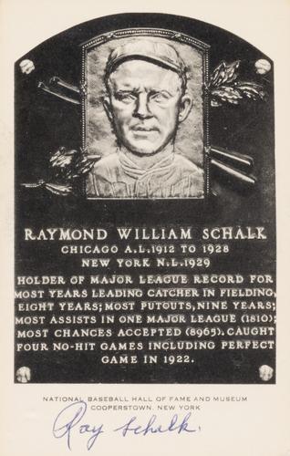 1956-63 Artvue Hall of Fame Plaque Postcards (Type 2) #NNO Ray Schalk Front
