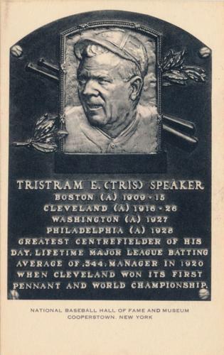 1956-63 Artvue Hall of Fame Plaque Postcards (Type 2) #NNO Tris Speaker Front
