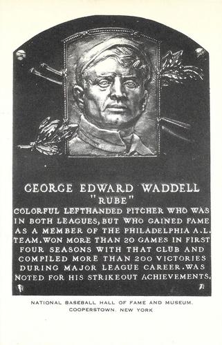 1956-63 Artvue Hall of Fame Plaque Postcards (Type 2) #NNO Rube Waddell Front