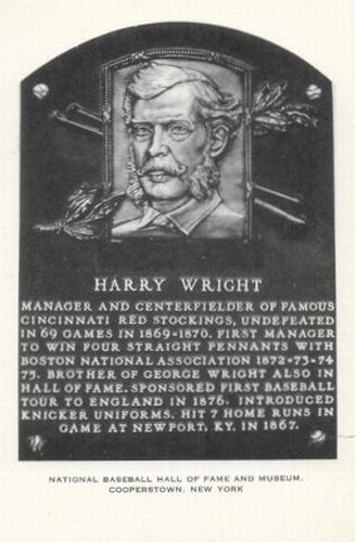1956-63 Artvue Hall of Fame Plaque Postcards (Type 2) #NNO Harry Wright Front