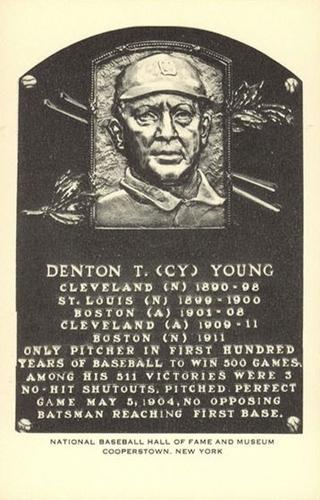 1956-63 Artvue Hall of Fame Plaque Postcards (Type 2) #NNO Cy Young Front
