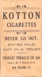 1911-16 People's Tobacco Kotton (T216) #NNO Bob Bescher Back